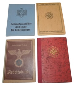 Lot (4) WWII German ID Booklets Arbeitsbuch RAD Reichsbund