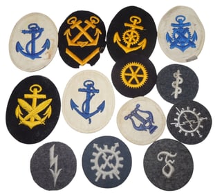 Lot (12) WWII German Kriegsmarine & Luftwaffe Striker Rating Patches