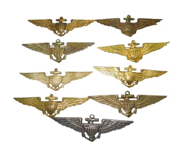 Lot (9) Pre WWII US Naval Aviator Pilot Wings Pins