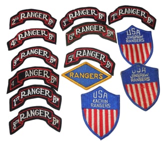 WWII US Army Jingpaw, Kachin & Ranger Scroll Patches