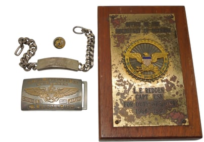Korean War US Naval Aviator Officer Bracelet & Belt Buckle Group VP-28