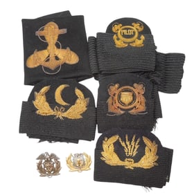 WWII US Merchant Marine Cap Badges & Bullion Patches