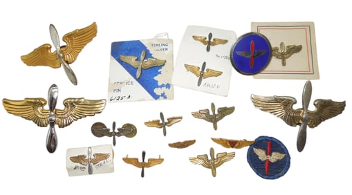 WWII USAAF Army Air Force & CAP Wing Prop Pins & Badges