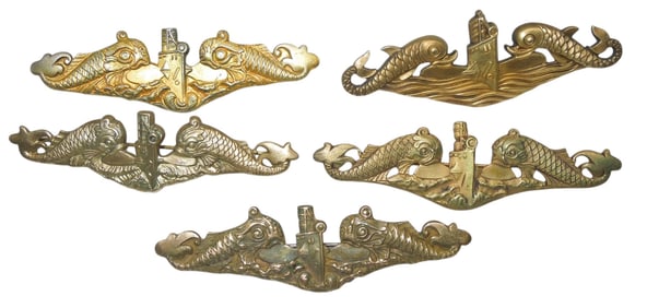 Lot (5) WWII US Navy Submarine Officer Badges Pins #2
