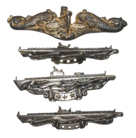 Lot (4) WWII - Korean War US Navy Submarine Patrol Badges