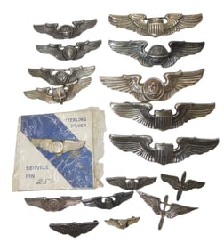 Lot WWII - Post War US Army Air Force Full & Shirt Sized Wings