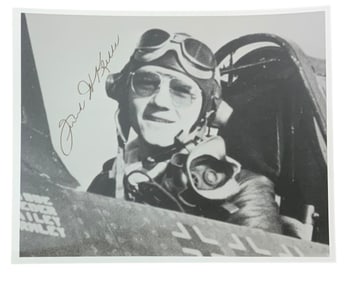 WWII Army Air Force Flying Ace Pilot Frank Klibbe Signed Photo 7th Air Force