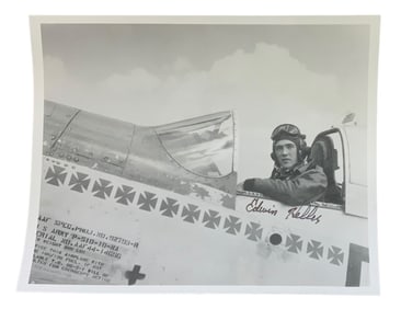WWII Pilot Flying Ace Edwin Heller 352nd Fighter Group POW Signed Photo