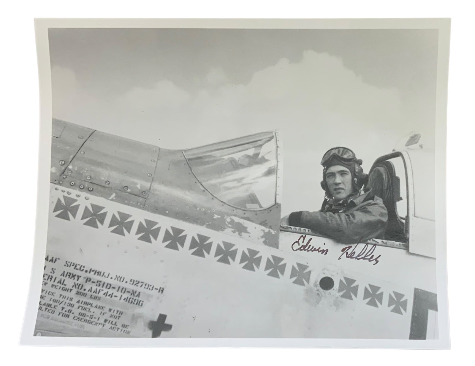 WWII Pilot Flying Ace Edwin Heller 352nd Fighter Group POW Signed Photo: Edwin Lewis Heller (December 5, 1918 - May 17, 2004) was United States Air Force lieutenant colonel and a flying ace, a who was credited in destroying 5.5 enemy aircraft in aerial combat and 14 enemy 