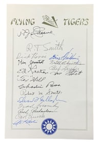 WWII Flying Tigers AVG (17) Signed Signatures Book Plate Hill Layher Hill Rector