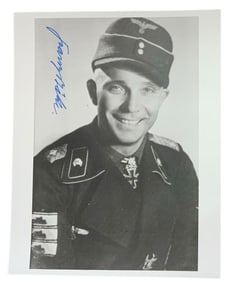 WWII German Panzer Ace Franz Baeke Bake Knights Cross Signed Photo