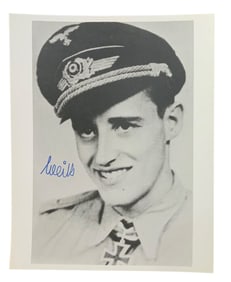 WWII German Luftwaffe Ace Hans Weik Knights Cross Signed Photo