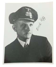 WWII German U-Boat Commander Erich Topp Signed Photo Knights Cross