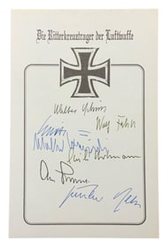 WWII Luftwaffe Pilots Signed (7) Book Plate Hartmann Spate Rall Galland Krupinski, etc.