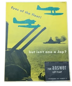 WWII Aircraft Japanese Paul & Navy Curtiss SC-1 Sea Hawk Recognition Poster