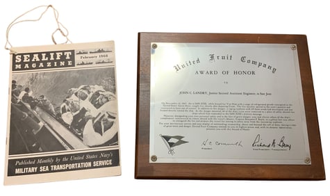 Vietnam Era SS San Jose Merchant Cargo Ship Award of Honor Plaque & Booklet