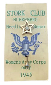 WWII 1945 Stork Club Nuremberg Women’s Army Corps WAC War Crimes Pin