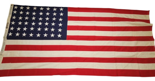 WWII US Army 714th Tank Battalion Combat Flown ETO 48 Star American Flag