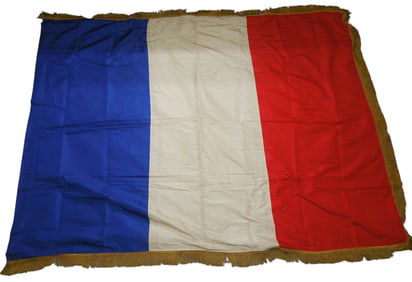 WWII National Flag of France in Silk With Bullion Fringe