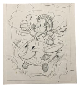 Disney Mickey Mouse Pencil Concept Drawing Animator Len Smith Signed