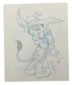 Disney Pinocchio Pencil Concept Color Drawing Animator Len Smith Signed