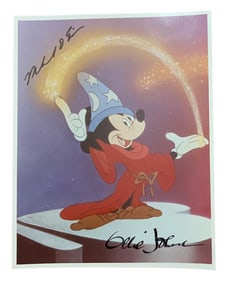Disney Animator Ollie Johnston & CEO Michael Eisner Mickey Mouse Signed Photo