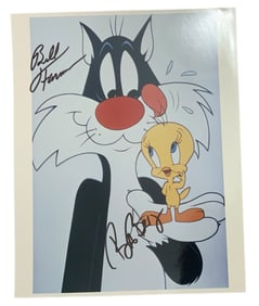 Bill Farmer & Bob Bergen Sylvester & Tweety Looney Tunes Voice Actors Signed Photo