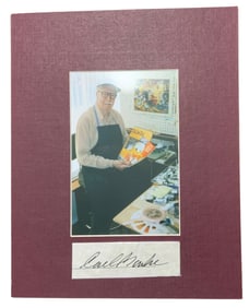 Disney Animator Cartoon Illustrator Carl Barks Matted Photo Clipped Signature