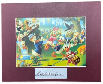 Disney Donald Duck Holiday In Duckburg Matted Print Animator Cartoon Carl Barks Signed