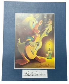 Disney Donald Duck Matted Print Animator Cartoon Illustrator Carl Barks Signed