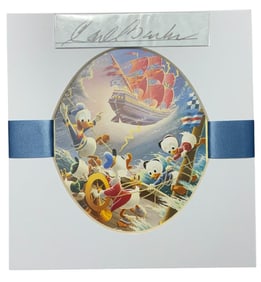 Disney Donald Duck & Nephews Matted Print Cartoon Animator Carl Barks Signed