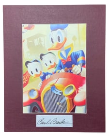 Disney Donald Duck & Nephews Matted Print Cartoon Animator Carl Barks Signed