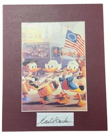 Disney Donald Duck & Scrooge McDuck Matted Print Cartoon Animator Carl Barks Signed