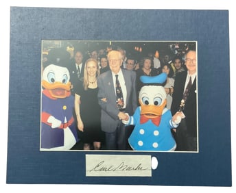 Disney Animator Cartoon Illustrator Carl Barks Matted Photo Clipped Signature