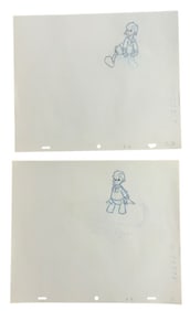 Disney Angry Donald Duck Production Animation Color Pencil Drawings Lot (2) Carl Barks (?)