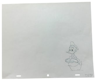 Disney Surprised Donald Duck Production Animation Color Pencil Drawing Carl Barks (?)