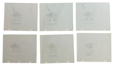 Disney Zapped Donald Duck Production Animation Color Pencil Drawings Lot (6) Carl Barks (?)