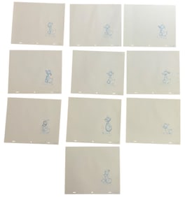 Disney Lovable Donald Duck Production Animation Color Pencil Drawings Lot (10) Carl Barks (?)