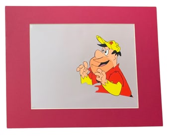 Fred Flintstone Hanna Barbera Baseball Player Matted Production Animation Cel
