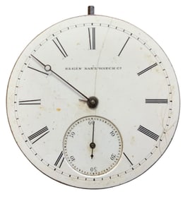 1879 Elgin National Watch Co. Railroad Grade Pocket Watch Movement (600855) & Dial