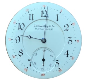 C.C. Bradley & Co. Batavia New York Pocket Watch Movement (1301095) & Dial