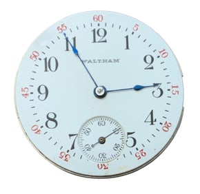 1904 American Waltham Watch Co. Pocket Watch Movement (13857887) & Dial Grade Seaside