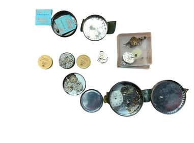 HUGE Vintage Watch Movement & Parts Lots Gruen Elgin Boluva Hamilton plus more