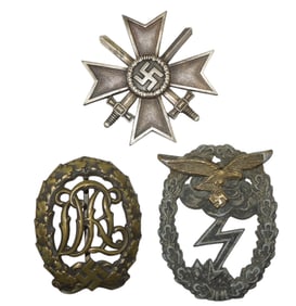 Lot (3) WWII German Luftwaffe DRL War Cross Badges