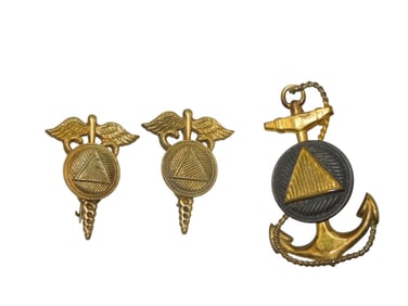 1920s US Coast & Geodetic Survey CPO Cap Badge & Medical Pins