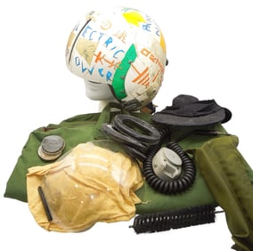 Vietnam War US Navy Decorated Flight Helmet, Bag, & Accessories