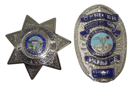 Vintage Police Badges Lincoln Co, Nebraska Sheriff & South Tucson Arizona