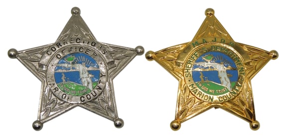 Vintage Sheriff Badges Marion County, Florida Corrections & Major