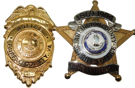 Vintage Police Badges Arlington Co, Virginia Sheriff & Fairfax County Police