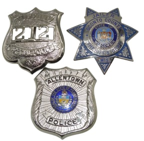 Vintage Police Badges Buffalo Special Police Allentown, PA & Oconto Wisconsin Jailer